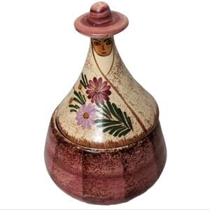 Vintage Eduardo Vega ceramic pottery lidded jar vase made in Equador